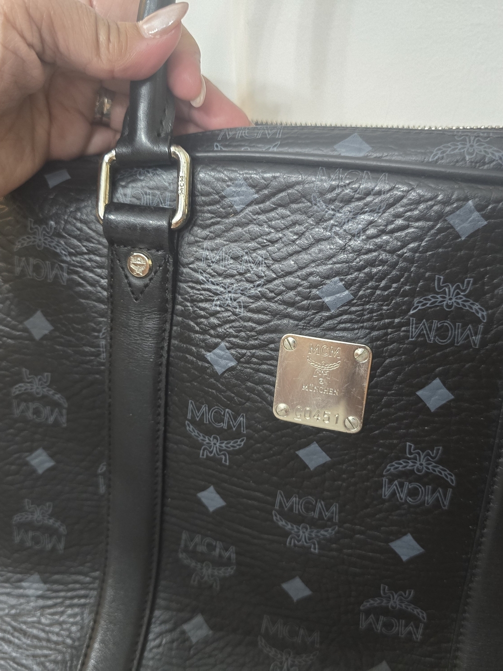 MCM Black Leather Visetos Satchel Bag - Picture 13 of 13